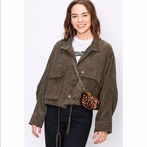 Olive Corduroy Cargo Jacket